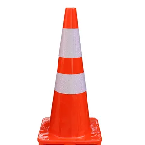 High Quality Durable 70cm Flexible PVC Traffic Cones High Reflective Road Safety Highway Construction Traffic Warning Products