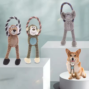 Wholesale Indestructible Best Sell Pet Toy Dog <b>Squeaky</b> Plush Bite-resistant Chew Toy Cartoon Monkey Lion Elephant Shape Toy - Product Image 1