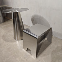 Table basse mobile en acier inoxydable de style artistique moderne pour salons de thé, cafés – Table de créateur de luxe léger et créative
