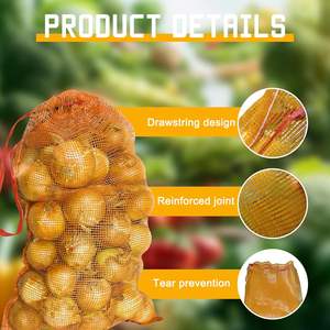 Huamaohengchun Bolsas de Malla Duraderas de 77 Libras, 50 Unidades, 32"x20", Reutilizables, con Cordones, para Almacenamiento de Leña, Verduras y Cebollas - Product Image 3