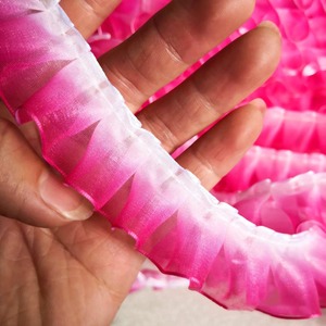 25mm DIY 의상 장식 주름 Organza 레이스 인형 원피스 밑단 얇은 명주 그물 트리밍 다채로운 섬유 재봉 프릴 리본 원단
