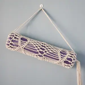 Fashion Yoga Mat Bag Crochet Macrame Yoga Bag Large Size Pocket Fit Most Size Mats Yoga Mat Tote Sling Fitness Supplies