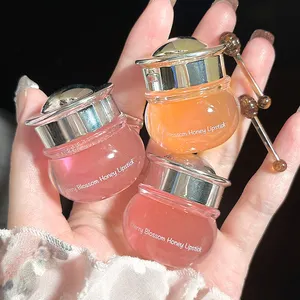 Baru 2 warna Cherry Blossom Gloss Label pribadi Makeup kosmetik mengurangi garis pemutih pelembab bibir masker tidur