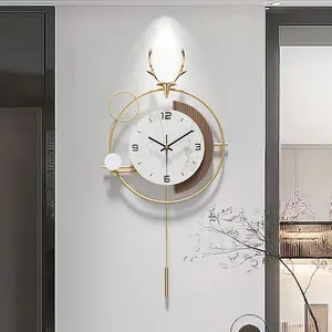 77*45cm Large Dropshipping Products 2024 Modern Luxury Wall Hanging Clock Decorative Large Metal Wall Watch Clock Home Decor