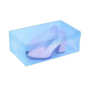 Thickened transparent shoe box Plastic clamshell type men's and women's shoes storage foldable transparent PP shoe box
