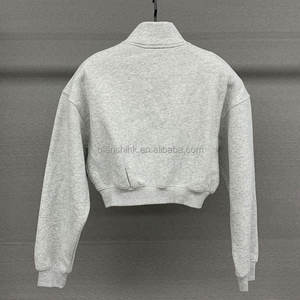 Blank High Quality Zipper <b>Hoodie</b> Manufacturers French Terry 100% Cotton Heavyweight <b>Cropped</b> <b>Zip</b> up <b>Hoodie</b> - Product Image 2