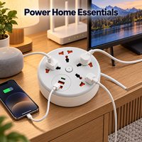 Multiprise universelle ronde 10A avec 4 prises CA, 2 ports USB, ignifuge, sécurité enfant, rallonge multiprise