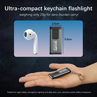 Senter Gantungan Kunci WT1 Ultra-Tipis 200 Lumen, Senter Mini COB Isi Ulang USB-C dengan Alarm 100dB untuk Dibawa di Saku
