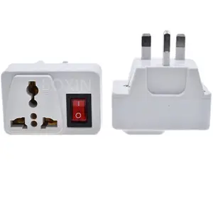 Universal to UK plug adapter with independent switch Type-G plug Singapore Malaysia UK travel plug 6A 250V