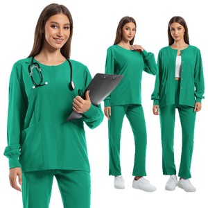 HZMNOI Unisex Lab Scrub <b>Top</b> 95% Polyester 5% Spandex Moisture Wicking Hospital Uniform - Product Image 3