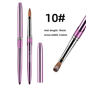 Pure Kolinsky Acrylic Nail <b>Brush</b> Custom Private Logo Golden Metal Handle <b>Round</b> Flat Head 3D <b>Brush</b> - Product Image 6