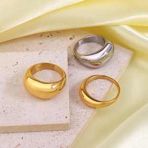 Trendy Stainless Steel Dome <strong>Rings</strong> Tarnish Free Jewelry PVD 18K Gold Plated <strong>Thick</strong> Chunky Dome <strong>Rings</strong> for Women - Product Image 2