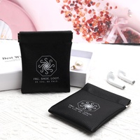 Sérigraphie Noir Pu Cuir Cosmétique Coin Sac Petit Cuir Imperméable Tissu Bijoux Cadeau Pochette Avec Aimant