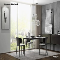 Table à manger au design moderne, plateau en dalle de pierre de 12 mm, structure en aluminium noir, table à manger pour la salle à manger à domicile