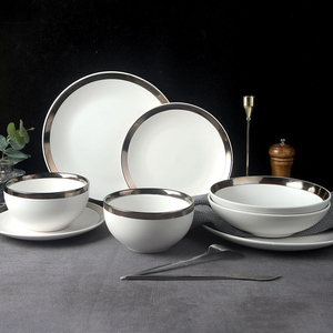 Assiettes plates en <span class=keywords><strong>porcelaine</strong></span> nordique en céramique blanche old rim pour restaurant <span class=keywords><strong>de</strong></span> mariage - Product Image 6