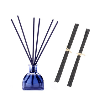 Blue Glass Reed <b>Diffuser</b> Bottle with Dark Purple Fiber Reeds Scented Home Fragrance <b>Sticks</b> Set - Product Image 1
