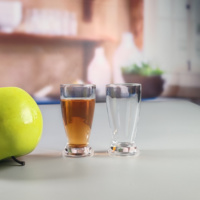 Gelas Shot bir Mini kustom dengan alas melamin berat mug bir bening untuk ulang tahun atau teman pesta Sake Shooter Glass
