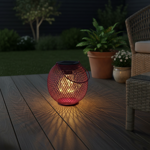 Lanterne solaire en forme de boule, en métal, avec fil de maille, lampe suspendue, micro <span class=keywords><strong>LED</strong></span> blanc chaud, panneau solaire, certifiée RoHS, IP44, pour extérieur, fête - Product Image 1