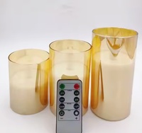 Luxus Champagner Farbe Glas Jar Moving Wick Flackernde flammen lose LED-Kerze