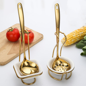 Nuovo Design oro acciaio inox da tavola cremagliera in metallo supporto argento da <span class=keywords><strong>cucina</strong></span> mestolo in ceramica cucchiaio resto - Product Image 4