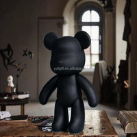 Sculpture populaire d'ours à gouttes de liquide, ours noirs faits à la main, figurine de pot à monnaie, peinture d'ours de dessin animé, statue d'ours