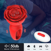 Vibrador con Forma de Flor de Rosa, Control Remoto Inalámbrico, Estimulador de Punto G, Masajeador Anal, Juguetes Sexuales para Adultos para Hombres