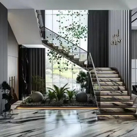 Guangdong Floating Stringer Stair Kits Marmor/Holztreppe Design Indoor Glas geländer Schritte Treppe