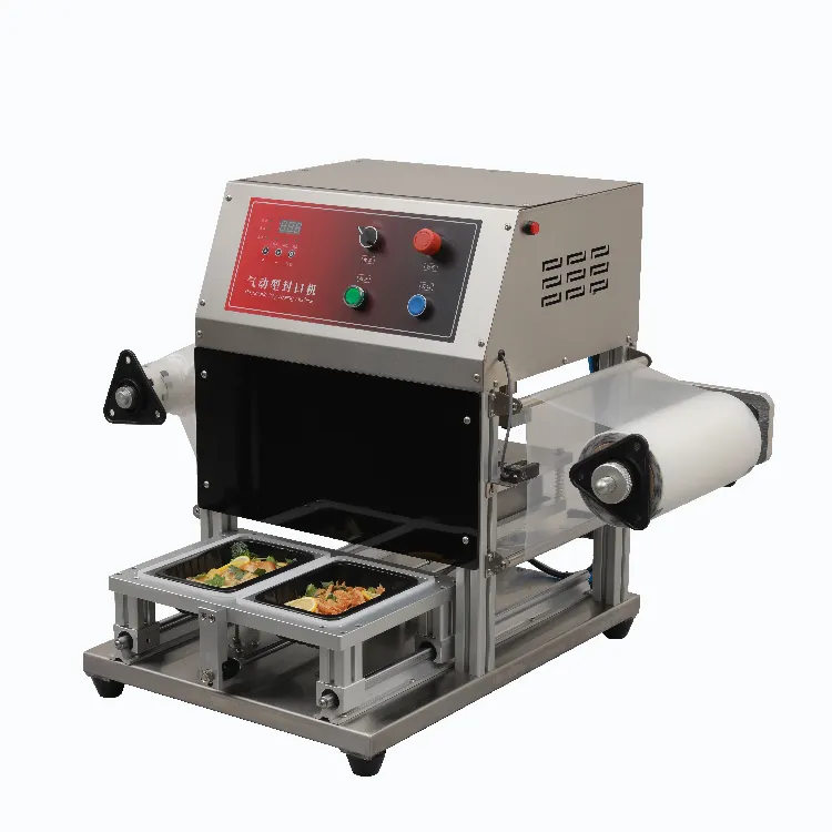 QF260T-S пневматический автоматический индукционный уплотнитель, автоматическая машина для запечатывания верхнего лотка для пищевых продуктов, машина для запечатывания столешницы