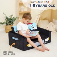 Sofá cama plegable para niños en forma de coche negro OEM juguetón tierno sofá de espuma pequeño para guardería