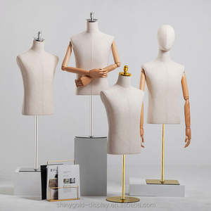 Maniquí de Moda para <span class=keywords><strong>Hombre</strong></span>, <span class=keywords><strong>Busto</strong></span> Masculino de Lino Blanco para Exhibición de Camisas, Maniquí de Medio Cuerpo Masculino en Mesa - Product Image 6