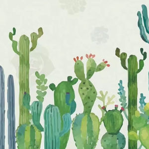 Colorido <span class=keywords><strong>cactus</strong></span> gris oscuro hojas Diseño impresión tamaño grande personalizado hasta 3*5m y 3,2*10M/pieza mural de pared de tela de lujo de gama alta - Product Image 1