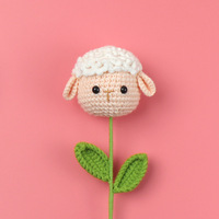 Dessin animé lapin cochon mouton grenouille fleurs artificielles tricot Crochet fleur tricoté à la main Crochet peluches maison Table décor