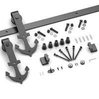 Kit de quincaillerie pour porte de grange en acier au carbone durable de qualité supérieure de 6 pieds, revêtement en poudre noire, rouleaux silencieux pour portes intérieures
