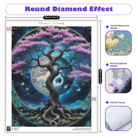 Kits de peinture diamant 5D Chenistory Space Tree pour adultes, décoration murale pour la maison, tableaux décoratifs, paysage, diamants ronds complets, moderne