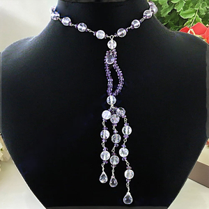 Collier long de luxe en cristal plaqué argent pour femmes - Anniversaire de fiançailles et mariage - Product Image 3