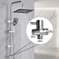 Ensemble de colonne de douche carrée polie en cuivre et acier inoxydable, avec robinet de salle de bain monocommande eau froide et système de robinetterie pour baignoire