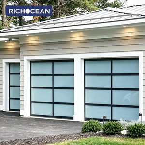 Portes de <span class=keywords><strong>garage</strong></span> résidentielles sectionnelles automatiques contemporaines RICHOCEAN, personnalisées, en aluminium, isolées, pour les maisons - Product Image 5