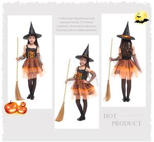 ชุดแม่มดเด็กผู้หญิงชุดแม่มดฮาโลวีนชุดคอสเพลย์งานคาร์นิวัลพร้อมหมวกสีส้มชุดแม่มดผ้าโปร่งที่น่ารักสำหรับเด็กผู้หญิง - Product Image 3