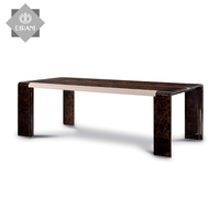 Moderne holz bein esstisch mit glas top metall esszimmer set luxus glanz braun holz esstisch