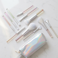 JLY Ensemble de 11 pinceaux de maquillage miniatures colorés pour les voyages, poils synthétiques, pinceaux pour le visage et les yeux, kit de pinceaux portable