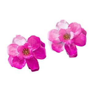 Coppia di eleganti orecchini a forma di fiore a forma di fiore con anima a forma di fiore tridimensionale in lega a forma di petalo per gioco quotidiano e regalo da donna - Product Image 5