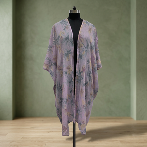 Robe longue ample en mousseline de soie à imprimé floral, col en V, manches trois quarts, style bohème d'été - Product Image 2