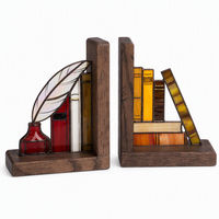 Porte-livres et supports en verre teinté vintage faits à la main sur mesure - Décoration de bureau personnalisable