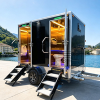 Remorque de toilettes mobiles d'extérieur, sanitaires temporaires portables, remorque de toilettes mobiles de luxe avec climatiseur