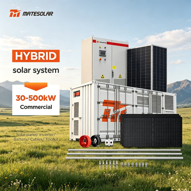Hybrid Solar Energy System 30kW 50kW 100kW 120kW 200kW 500kW Grid-Tied Solar System with Diesel Generator Auto Switch Over