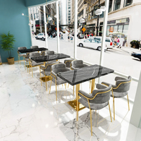 Meubles de restaurant modernes et luxueux sur mesure, canapé en velours, table à manger en marbre et ensembles de chaises pour café, salon de thé