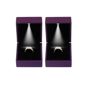 Wedding Engagement Ring Packaging Jewelry Necklace Box Rubber With Led Light