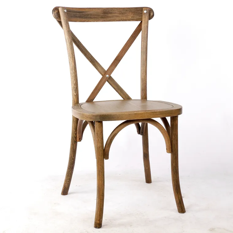 Phong cách cổ điển Mộc mạc Bentwood Stackable ghế bằng gỗ crossback Ghế Nhà Hàng Bistro crossback ghế ăn