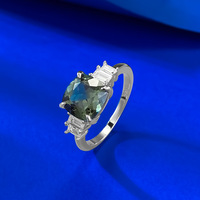 Nouvelle bague en argent S925 de la série Forêt, couleur vert émeraude, avec diamant carré épais, design tendance et de niche pour le doigt