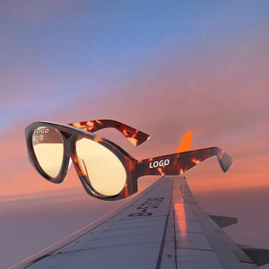 最新イタリアトレンド高級カスタムロゴ特大ブランドデザイナーCR39厚手手作りアセテートサングラス（女性用） - Product Image 3